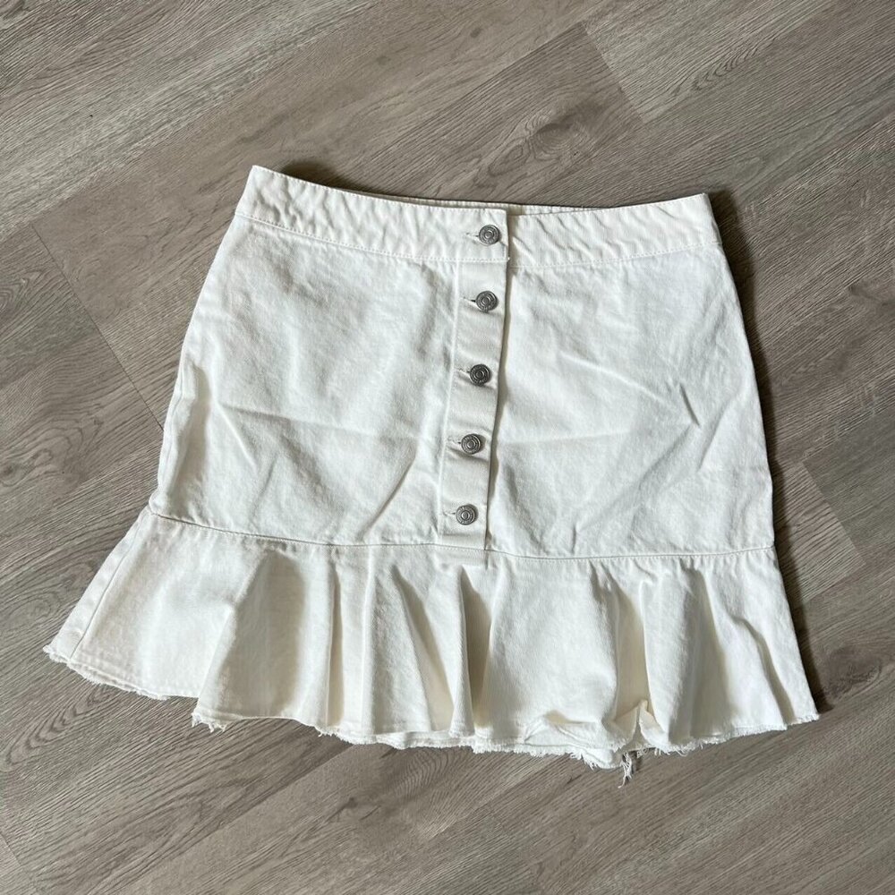 NWOT Mango Womens White Buttons Mini Skirt Small/W30 Ruffle Cute Y2K - Picture 2 of 8